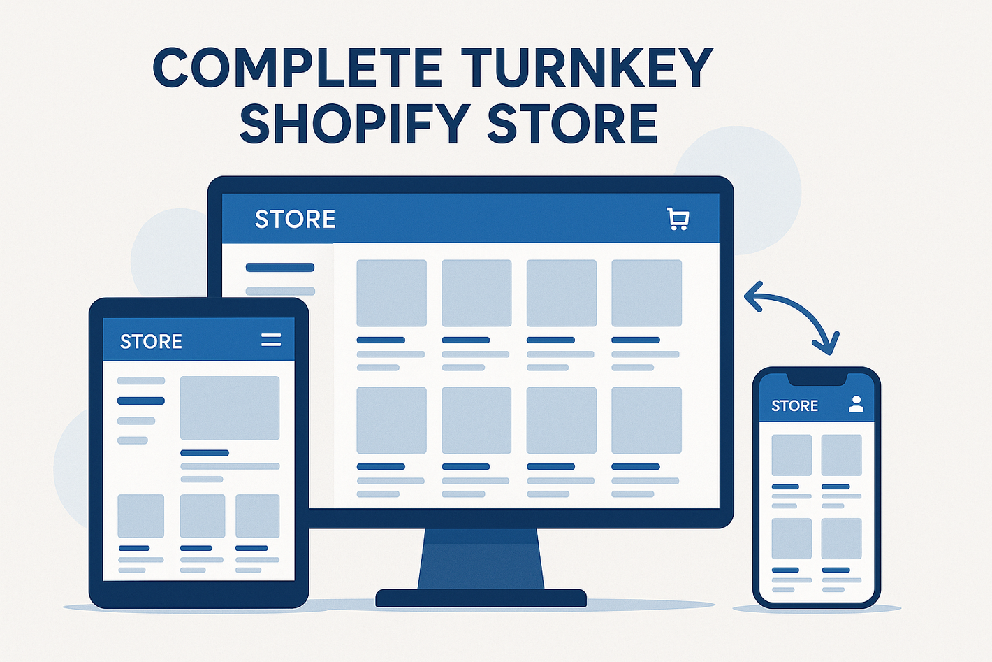 Schlüsselfertiger Shopify Shop im responsiven Design wird komplett auf dich übertragen.
