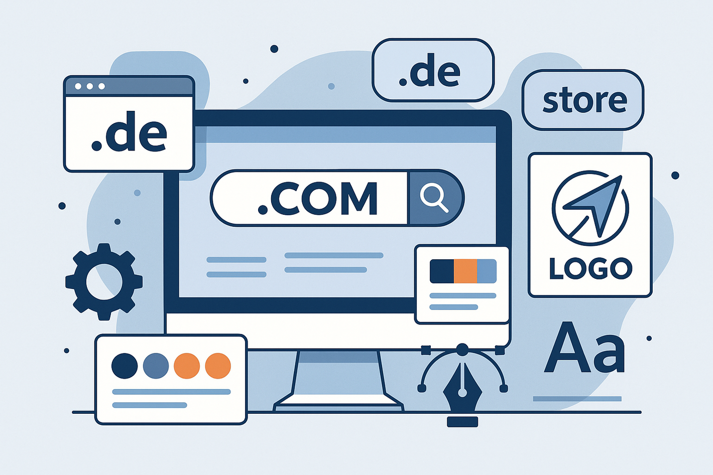 Wir bieten dir eine große Auswahl an Domain-Namen und passenden Logovorschlägen